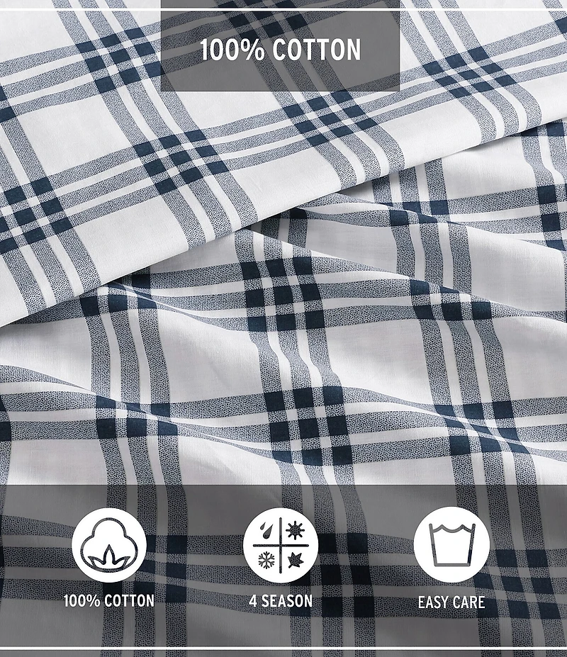 Eddie Bauer Basic Plaid Cotton Percale Duvet Cover Mini Set