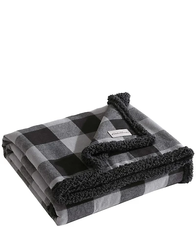 Eddie Bauer Cabin Plaid Flannel Yarn Dyed Reversible Throw Blanket