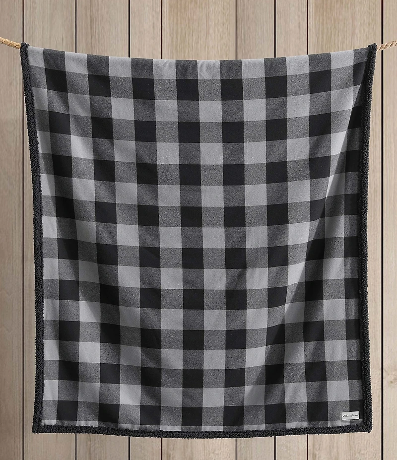 Eddie Bauer Cabin Plaid Flannel Yarn Dyed Reversible Throw Blanket