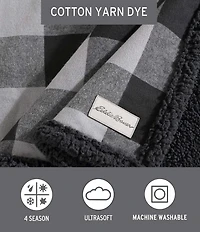 Eddie Bauer Cabin Plaid Flannel Yarn Dyed Reversible Throw Blanket
