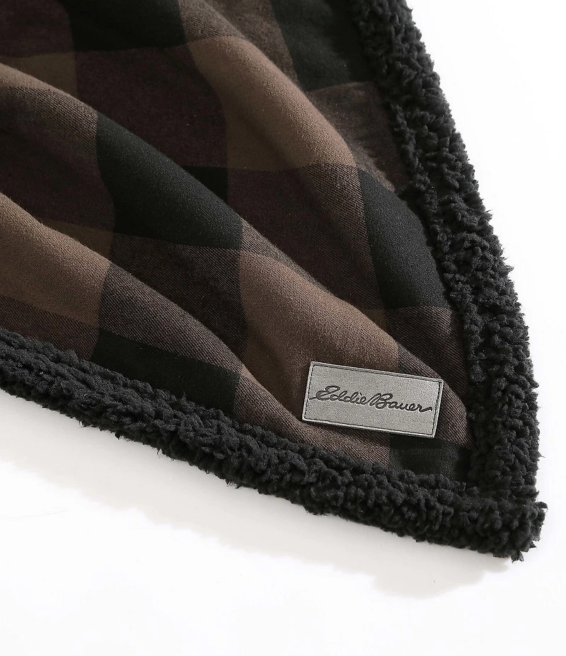 Eddie Bauer Cabin Plaid Flannel Yarn Dyed Reversible Throw Blanket