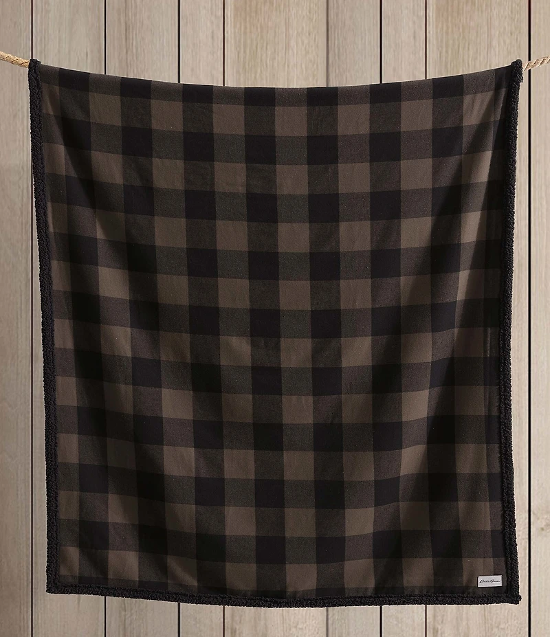 Eddie Bauer Cabin Plaid Flannel Yarn Dyed Reversible Throw Blanket
