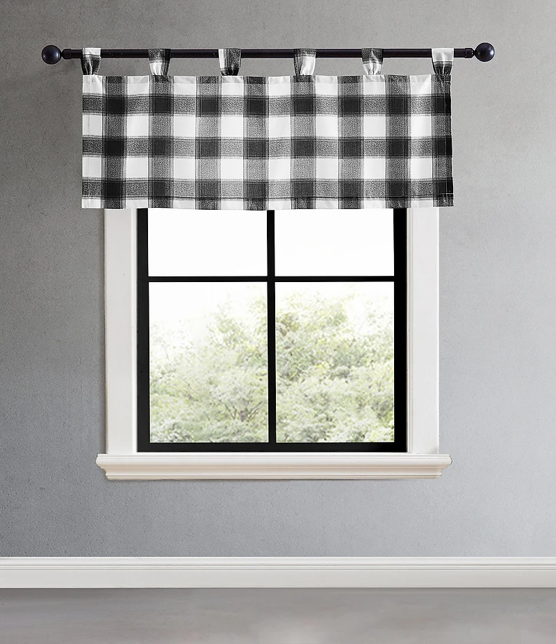 Eddie Bauer Canyon Plaid Checked Tab Top Window Valance