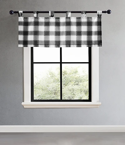Eddie Bauer Canyon Plaid Checked Tab Top Window Valance