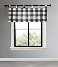 Eddie Bauer Canyon Plaid Checked Tab Top Window Valance