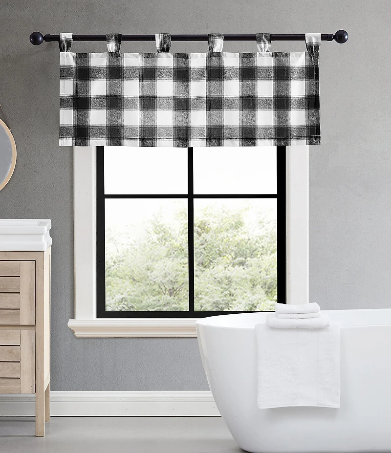 Eddie Bauer Canyon Plaid Checked Tab Top Window Valance