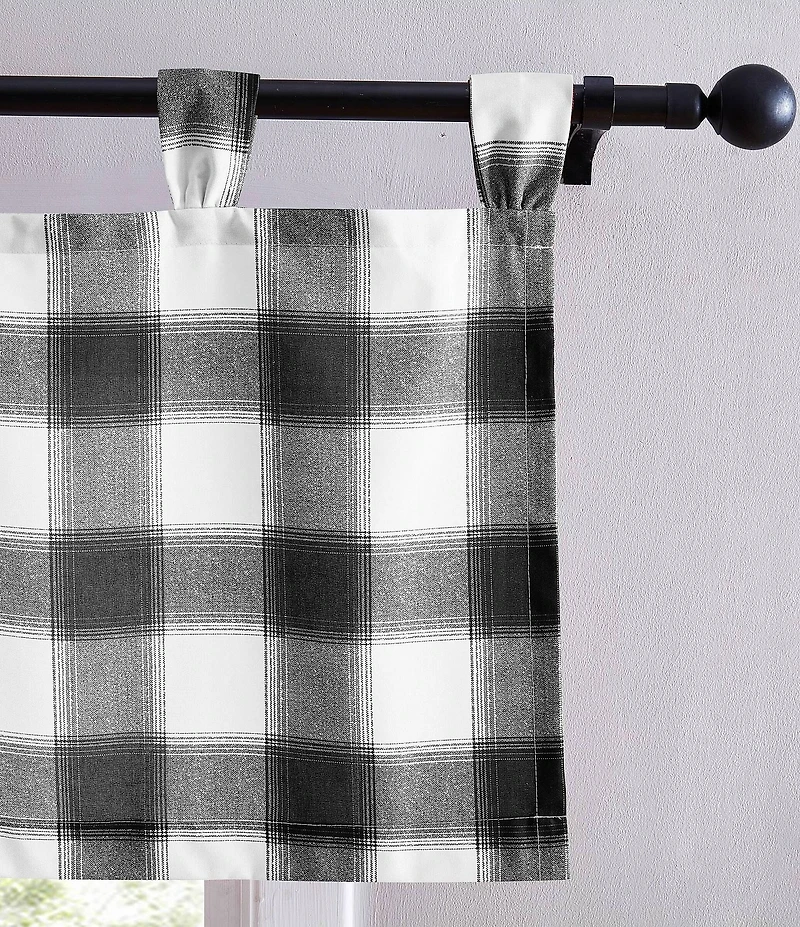 Eddie Bauer Canyon Plaid Checked Tab Top Window Valance