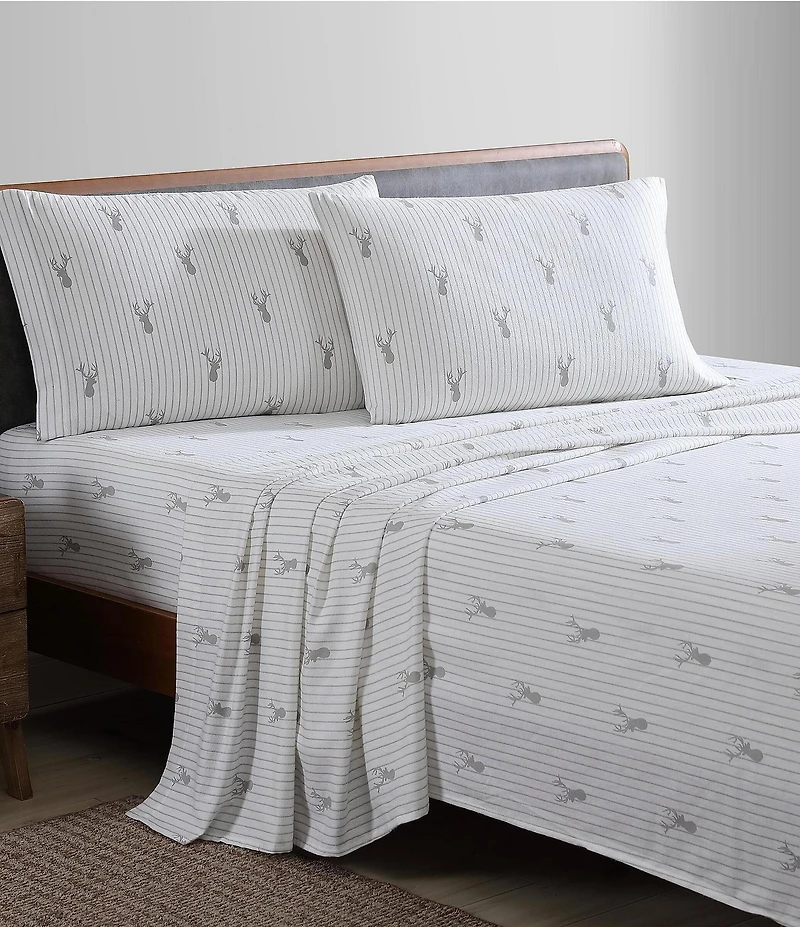 Eddie Bauer Deer Lodge Print Flannel Sheet Set