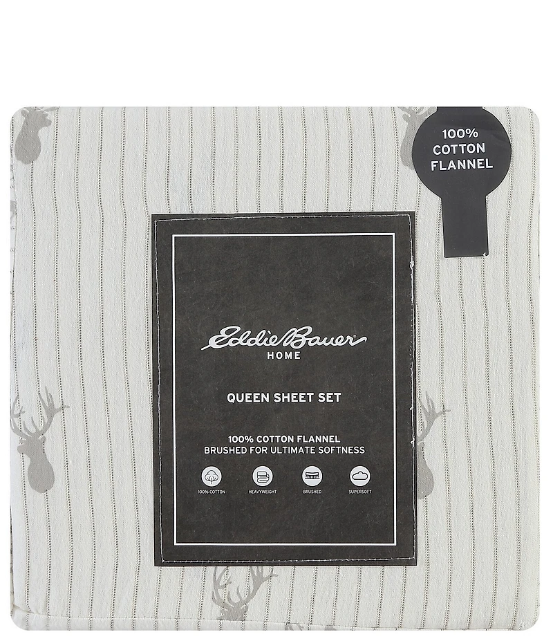 Eddie Bauer Deer Lodge Print Flannel Sheet Set