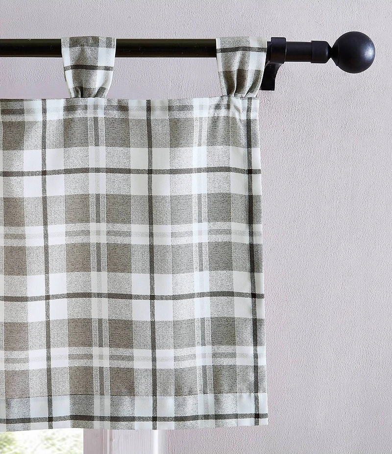 Eddie Bauer Fall Creek Modern Plaid Tab Top Window Valance
