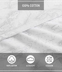 Eddie Bauer Fish Atol Grey Cotton Percale Sheet Set
