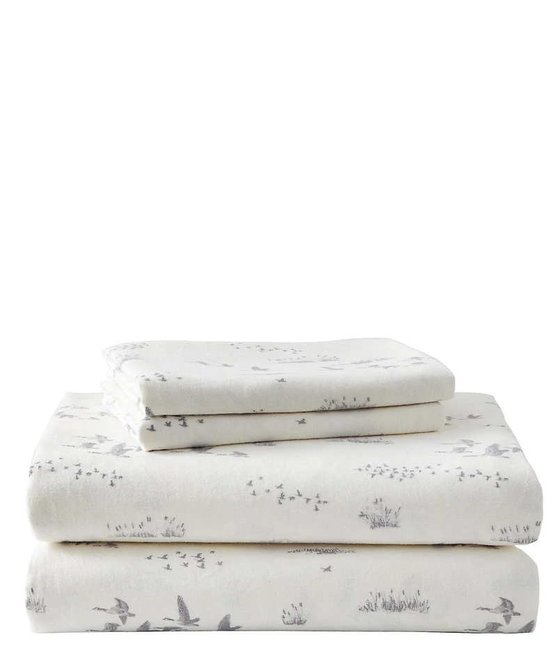 Eddie Bauer Geese Meadow Printed Flannel Sheet Set