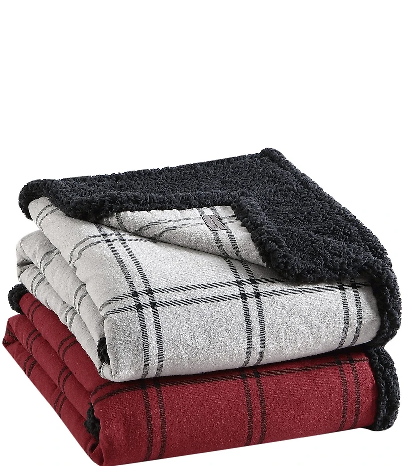Eddie Bauer Kettle Falls Plaid Sherpa Throw