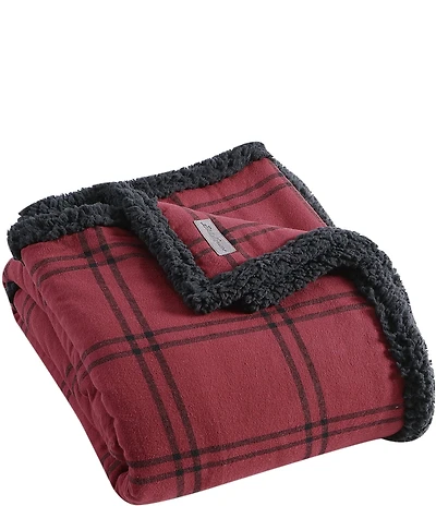 Eddie Bauer Kettle Falls Plaid Sherpa Throw Blanket