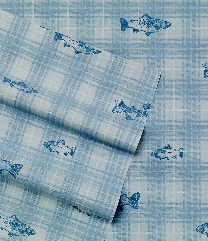 Eddie Bauer Methow Fish Pattern Plaid Sheet Set