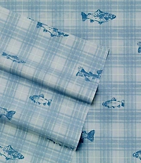 Eddie Bauer Methow Fish Pattern Plaid Sheet Set