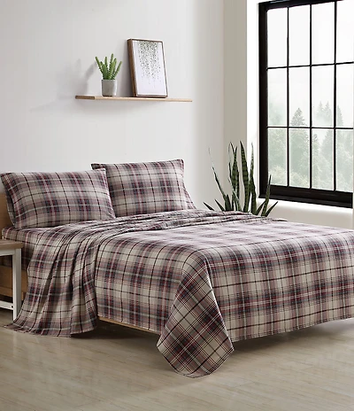 Eddie Bauer Montlake Plaid Red Flannel Sheet Set