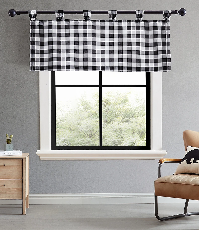 Eddie Bauer Mountain Plaid Check Tab Top Window Valance