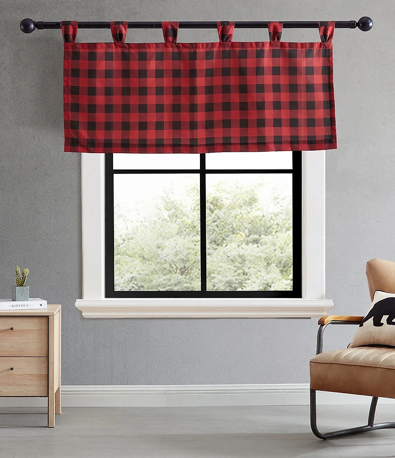 Eddie Bauer Mountain Plaid Check Tab Top Window Valance