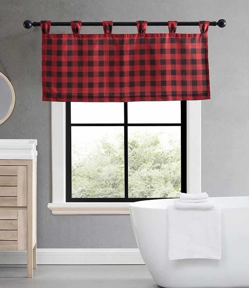 Eddie Bauer Mountain Plaid Check Tab Top Window Valance