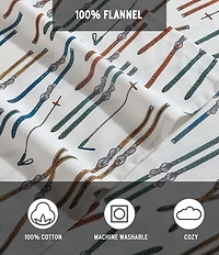 Eddie Bauer Multi Printed Ski Line Cotton Flannel Sheet Set