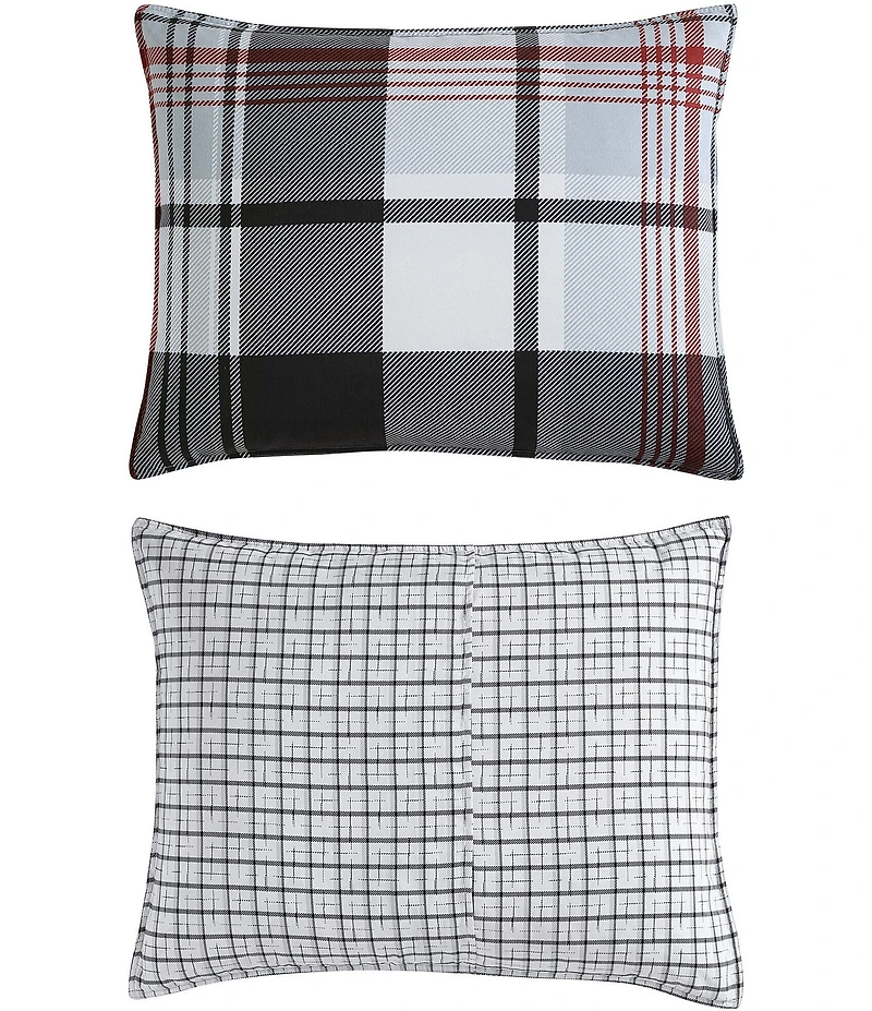 Eddie Bauer Normandy Plaid Black Micro Suede Duvet Cover Mini Set