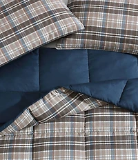Eddie Bauer Rugged Plaid Brown Micro Suede Reversible Comforter Mini Set