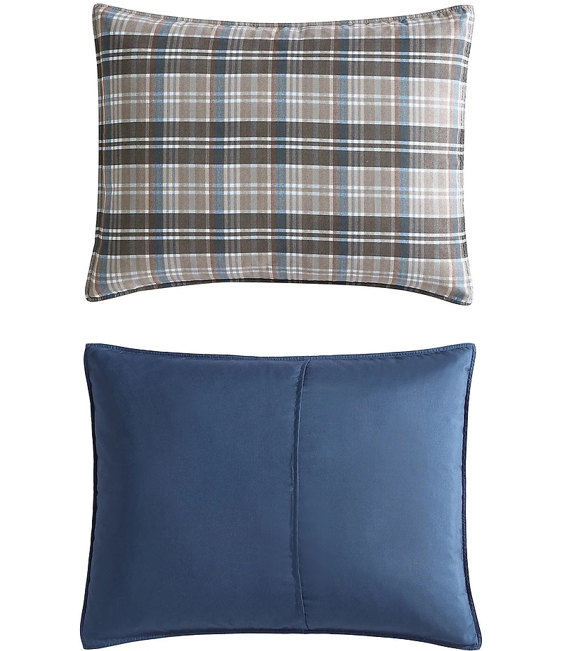 Eddie Bauer Rugged Plaid Brown Micro Suede Reversible Comforter Mini Set