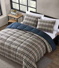 Eddie Bauer Rugged Plaid Brown Micro Suede Reversible Duvet Cover Mini Set