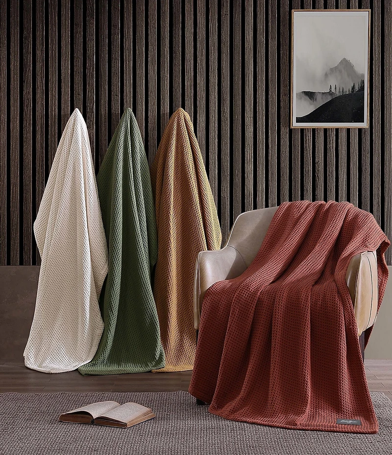 Eddie Bauer Solid Waffle Cotton Bed Blanket
