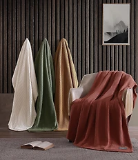 Eddie Bauer Solid Waffle Cotton Bed Blanket