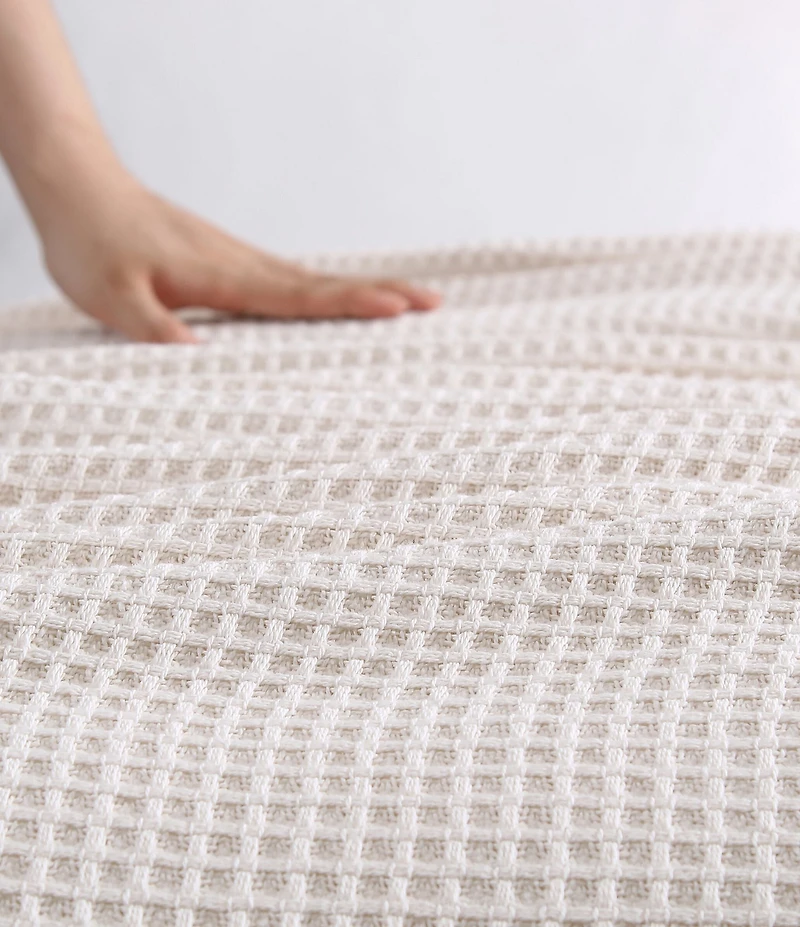 Eddie Bauer Solid Waffle Cotton Bed Blanket
