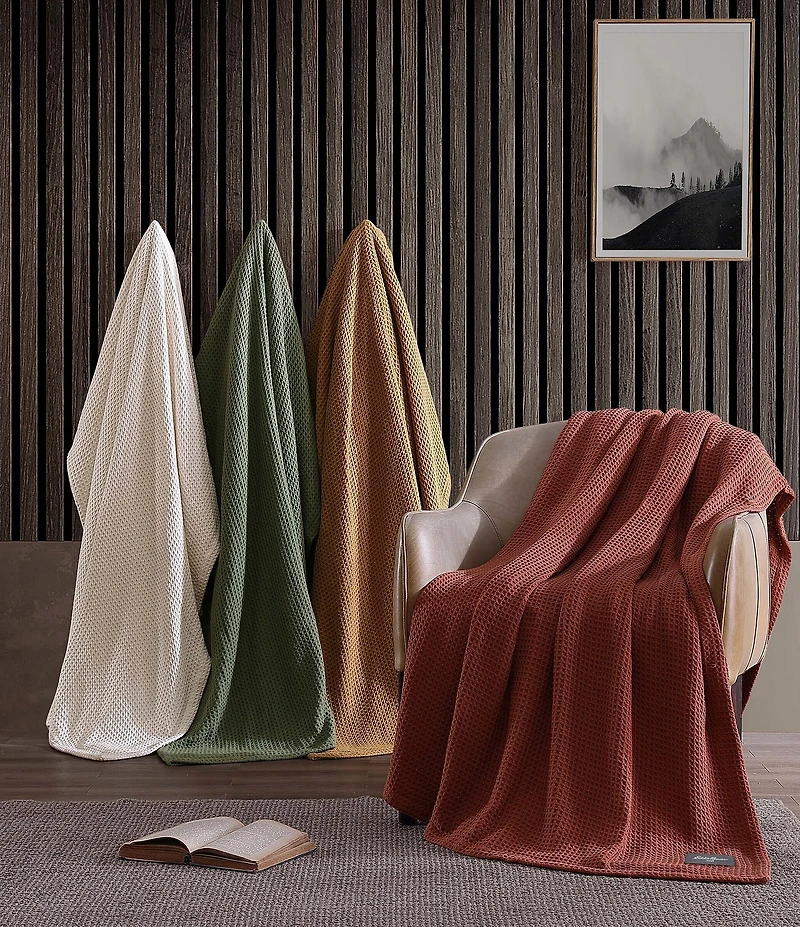 Eddie Bauer Solid Waffle Cotton Bed Blanket
