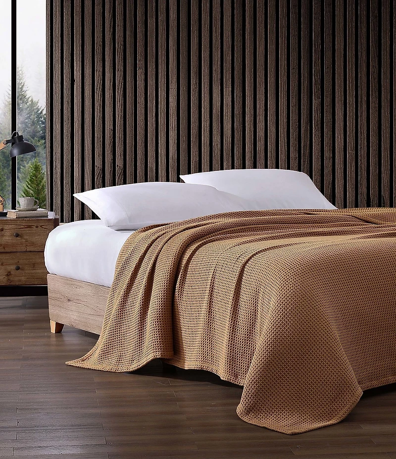 Eddie Bauer Solid Waffle Cotton Bed Blanket