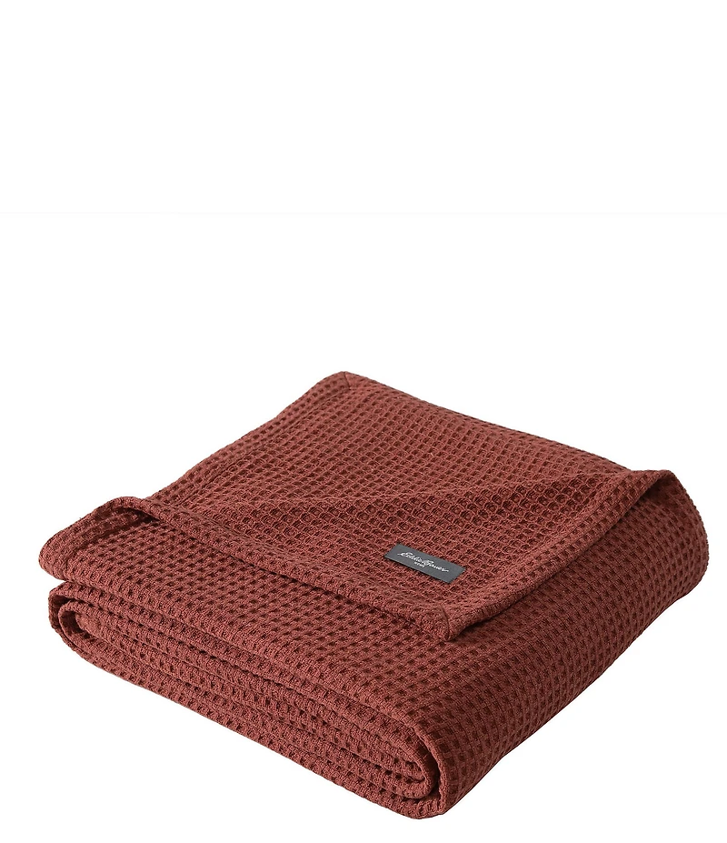 Eddie Bauer Solid Waffle Cotton Bed Blanket