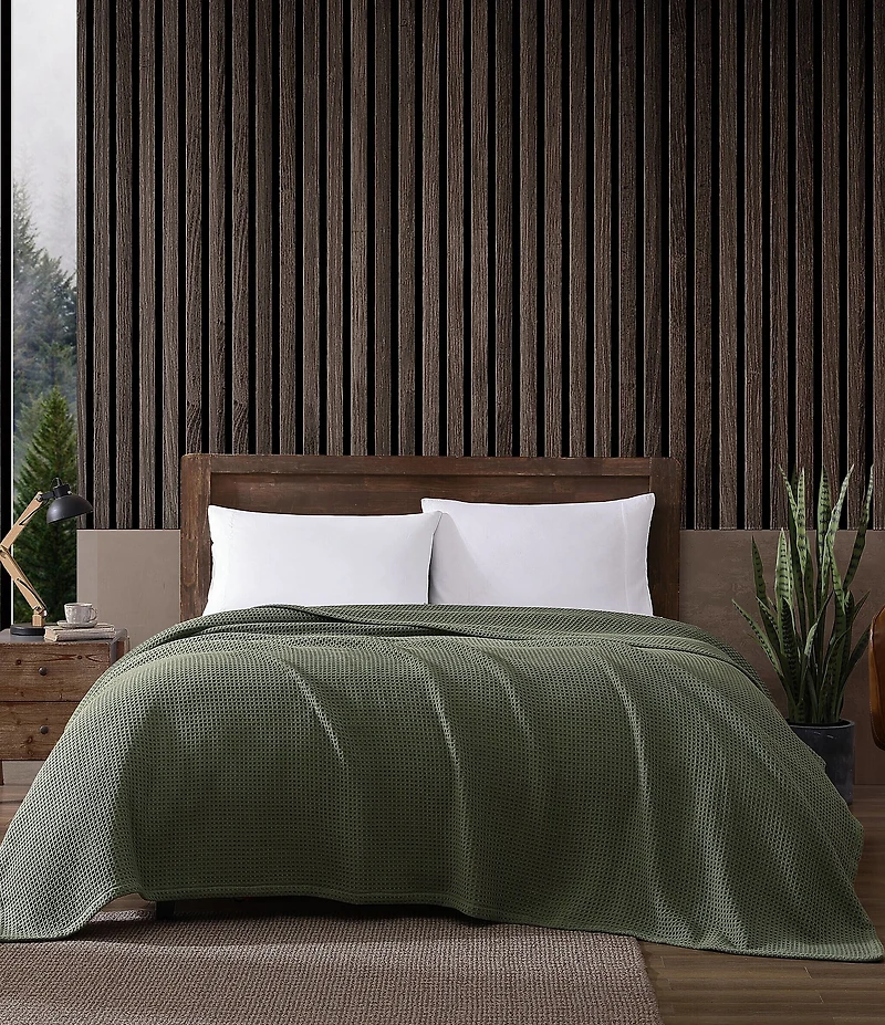 Eddie Bauer Solid Waffle Cotton Bed Blanket