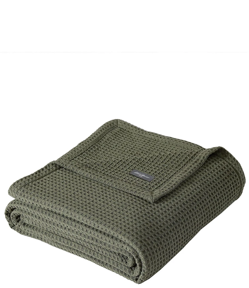Eddie Bauer Solid Waffle Cotton Bed Blanket