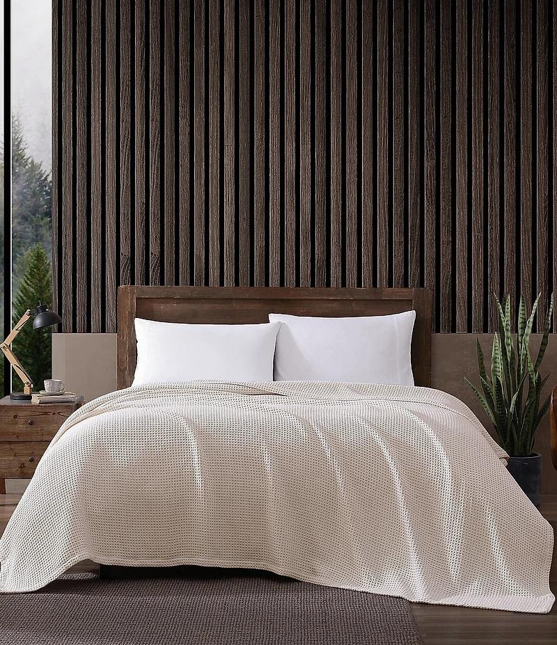 Eddie Bauer Solid Waffle Cotton Bed Blanket