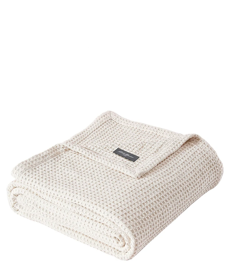 Eddie Bauer Solid Waffle Cotton Bed Blanket