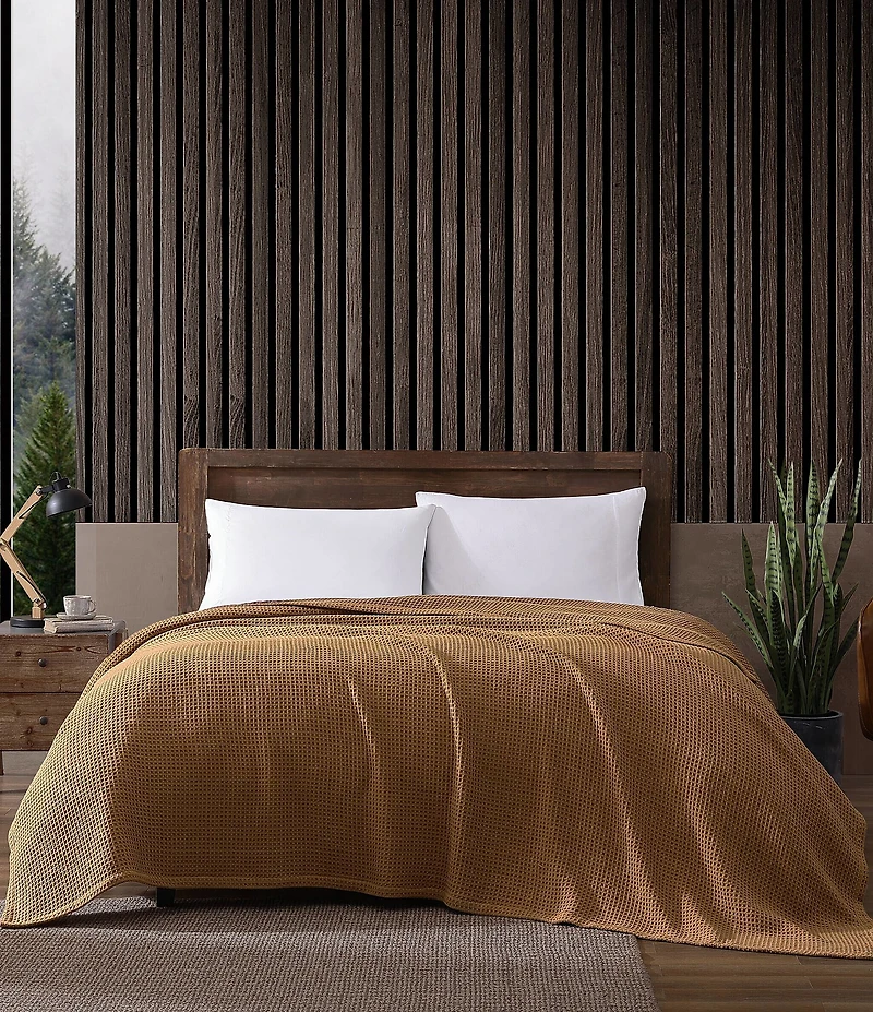 Eddie Bauer Solid Waffle Cotton Bed Blanket