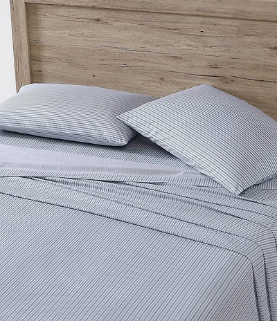 Eddie Bauer Ticking Stripe Navy Cotton Percale Sheet Set
