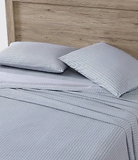 Eddie Bauer Ticking Stripe Navy Cotton Percale Sheet Set