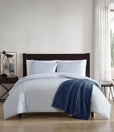 Eddie Bauer Ticking Striped Cotton Percale Duvet Cover Mini Set