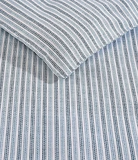 Eddie Bauer Ticking Striped Cotton Percale Duvet Cover Mini Set