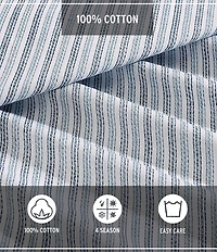 Eddie Bauer Ticking Striped Cotton Percale Duvet Cover Mini Set