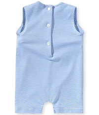 Edgehill Collection Baby Boys Sleeveless Smocked Sailboat Embroidery Pleated Striped Jon Jon