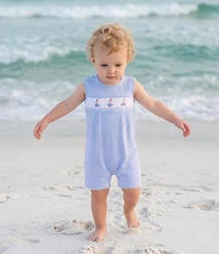 Edgehill Collection Baby Boys Sleeveless Smocked Sailboat Embroidery Pleated Striped Jon Jon