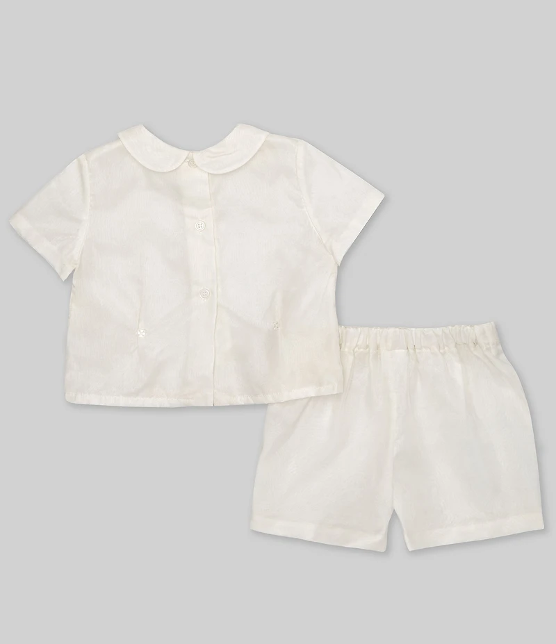 Edgehill Collection Baby Boys Peter Pan Collar Short Sleeve Heirloom Christening Set