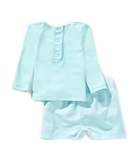 Edgehill Collection Baby Boys Rashgaurd & Gingham Swim Trunks Set