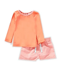 Edgehill Collection Baby Boys Rashgaurd & Gingham Swim Trunks Set